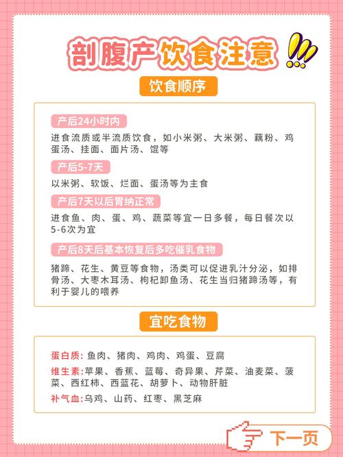 剖腹产后注意事项及饮食