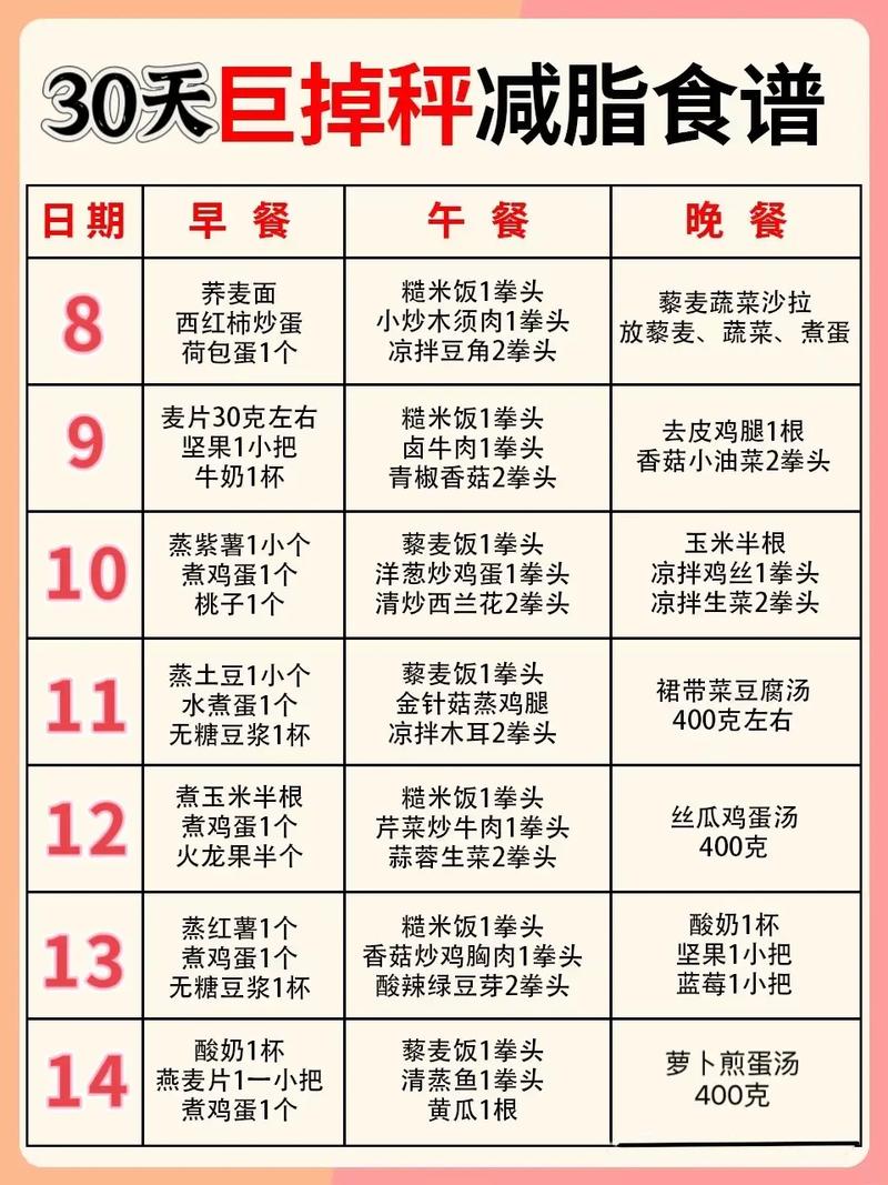 健身房减肥饮食计划表